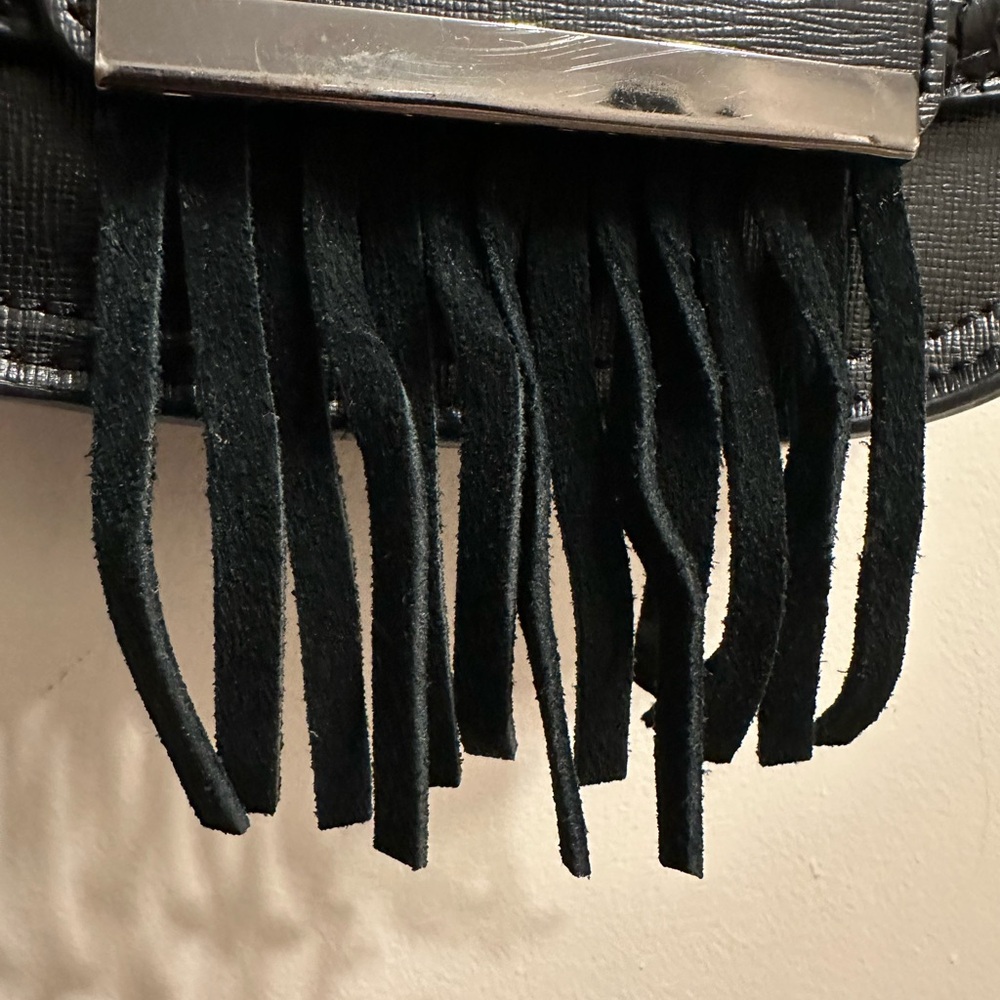 Dirty Ballerina Black Woven Crossbody Bag with Fringe - Picture 3 of 14